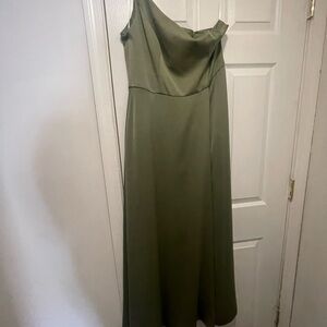 David's Bridal Green One-Shoulder Sleeveless Gown